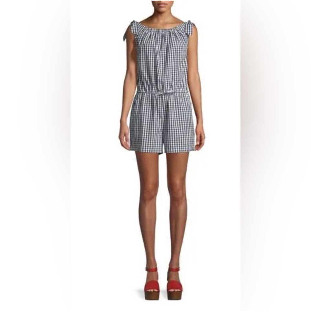 Tory Burch Navy Gingham Romper, Size M